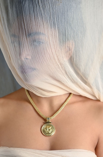 Goddess Athena coin with diamonds